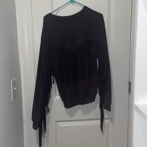 Levi’s Black fringe sweatshirt. Worn once. Dry cleaned. Size Small- runs large